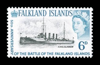 151a, 1964 6p Blue and black, error of vignette H.M.S. Glasgow in place of H.M.S. Kent, a wonderfully fresh and choice mint example of this extremely rare and popular Queen
Elizabeth period error, well centered, o.g., very lightly hinged, ex