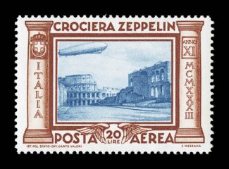 C42-47, 1933 3L-20L Graf Zeppelins cplt., choice post office fresh set, well centered, o.g., n.h., very fine (Sassone 45-50 Ç400).
