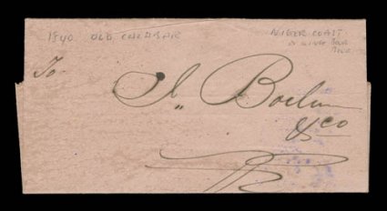 1840 folded letter datelined Old Calabar July 13th 1840 and written and signed by King Boau Boua, fine an early letter from the Oil Rivers.