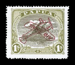 C4a, 1930 1- Olive green and olive brown, Harrison printing, AIR MAIL overprint inverted, rich bright colors and fresh paper, o.g., a very fine example of this rarely seen air
post error, of which only 40 were printed signed Sanabria (S.