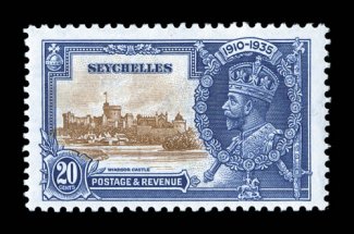 S.G. 130d, 1935 20p Silver Jubilee, flagstaff on right-hand turret variety, nicely centered, o.g., l.h., very fine (Scott 120 var.).