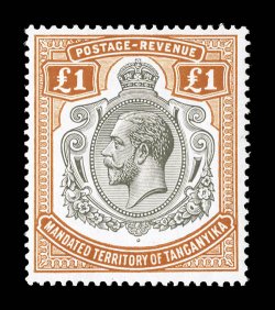 29-44, 1927-31 5c-£1 King George V cplt., an uncommonly fresh and choice set, each quite fresh and all the high values are well centered, o.g., a large number are n.h.
including the 5- to £1, overall very fine (S.G. 93-107 for hinged £325).