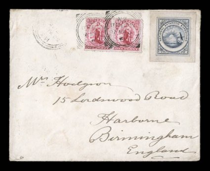1901-04 British National Antarctic Expedition, March 25, 1902 expedition envelope, with blue engraved Discovery Antarctic Expedition 1901 crest on reverse, sent from New
Zealand to Mrs. Hodgson in England, written in the hand of Dr. Thoams Vere
