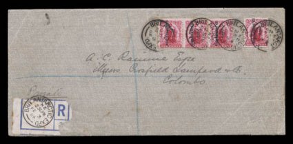 1908 King Edward VIILand stamps issued for use on the Nimrod expedition, the remarkable intact folio as persevered by direct descendents of Sir Ernest Henry Shackleton, an
amazing assemblage kept intact for decades containing a wealth of histo