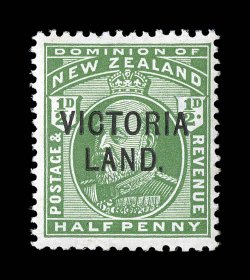 S.G. A2, 1911-13 12p Green, overprinted VictoriaLand., another fresh mint single, bright color, o.g., n.h., fine.