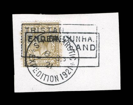 1921-22 Shackleton-Rowett Expedition, an exceptional set of boxed Enderby Land. handstamps on Great Britain 12p to 1- King George V, twelve values each tied to small
individual piece by proof example of the boxed cachet and with central 