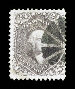 70, 24c Red lilac, pretty used example, possessing exceptional centering amid uncharacteristically wide margins, bright and fresh overall, with neat portion of petite circle of
wedges pmk., very fine and marvelously choice 2000 PF certificate.