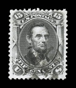 91, 15c Black, E grill, attractively centered, fresh color, lightly cancelled, very fine 1988 PF certificate.