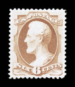 186, 6c Pink, premium mint single, featuring excellent centering within large margins, attractive rich color, o.g., lightly hinged, extremely fine 2007 PF certificate (XF 90
SMQ $2,400.00).