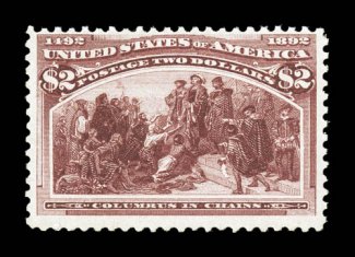 242, $2.00 Columbian, lovely rich color and a well incised impression, o.g., lightly hinged, nearly very fine.