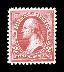 252, 2c Carmine, Ty. III, flawlessly centered within very large margins, warm rich color, o.g., n.h., extremely fine 2001 PF certificate.