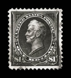 261, $1.00 Black, Ty. I, a marvelous used example, possessing lavishly large margins all around which are almost never encountered on this stamp, exceedingly well centered,
deep rich color and a sharp impression, extremely fine a large-margined