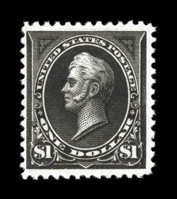 261A, $1.00 Black, Ty. II, incredibly deep color and an intense prooflike impression on especially bright paper, nicely centered within large margins, flawless o.g., n.h., very
fine this stamp is rarely encountered in this pristine never hinged