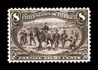 289, 8c Trans-Mississippi, especially well centered and margined, lovely rich color and a crisp impression, o.g., barest trace of hinging, extremely fine 2003 PF
certificate.