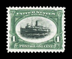 294, 1c Pan-American, perfectly centered amid the most immense margins possible for this typically tightly margined issue, brilliantly fresh, strong rich colors, o.g., n.h., an
extremely fine and striking jumbo 1990 and 2001 PF certificates