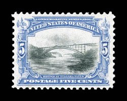 297, 5c Pan-American, perfectly centered, with margins that are much larger than usual for this value, o.g., n.h., extremely fine 1997 PF certificate
ex-Billington.