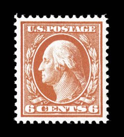 336, 6c Red orange, a visually striking mint example, possessing truly radiant color and a vivid impression on fresh white paper, plus it is extraordinarily well centered amid
large margins, pristine o.g., n.h., an extremely fine gem 1999 PF ce