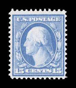 366, 15c Pale ultramarine on bluish paper, wonderfully fresh color, pristine o.g., n.h., very fine never hinged examples of this stamp are few and far between 2004 PSE
certificate.