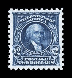 479, $2.00 Dark blue, select quality mint single, being incredibly fresh and bright, with deep luxuriant color, outstanding centering amid lavishly large margins, full intact
perforations, unblemished o.g., n.h., extremely fine 1997 PF certific