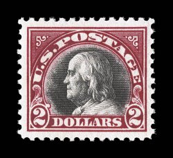 547, $2.00 Carmine and black, uncommonly well centered and margined, lovely rich color, o.g., n.h., extremely fine 1999 PSE certificate for a block of four, this being the
bottom left stamp, and a 2008 PSE certificate for the single (VF-XF 85