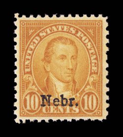 658-79, 1c-10c Kans. and Nebr. ovpts. cplt., a particularly fresh set, with all values being better centered than usual, o.g., n.h., very fine.