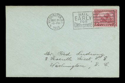549, 2c Pilgrim Tercentenary, tied to fresh blue first day cover by Washington, D.C.Dec 211920 machine cancel, very fine and choice.