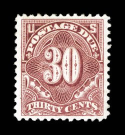 J36b, 30c Pale rose, exceptionally well centered within wide margins, warm rich color, o.g., lightly hinged, extremely fine 2008 PSE certificate (XF 90 SMQ
$730.00).