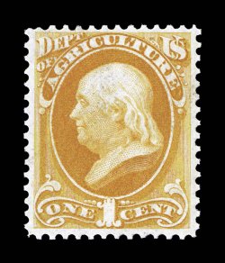 O1, 1c Agriculture, fresh mint single, bright color, nicely margined, o.g., n.h., very fine 2004 PF certificate.