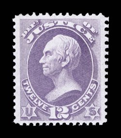 O30, 12c Justice, lovely mint single, nicely centered, fresh color, full o.g., very fine copy of 2008 PSE certificate for a block of four, this being the top right
stamp.