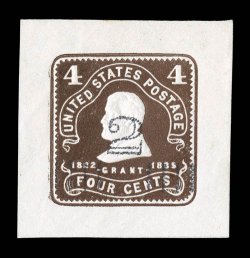 U462, 2c on 4c Chocolate on white, type 3 surcharge, immaculate mint cut square, measuring a balanced 39x40mm, remarkably fresh, extremely fine.