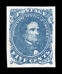 4, 5c Blue, Stone 3, an especially desirable mint example, with four large to extra-large margins, rich bright color and an unusually crisp impression, o.g., relatively lightly
hinged, extremely fine and quite choice 2007 PF certificate.