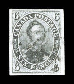 5, 1855 6p Slate gray on wove paper, used, full to large margins all around, strong color and a well defined impression, lightly cancelled, extremely fine 1976 PF certificate
(Unitrade C$2,000.00).