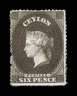 6d. olive-sepia, unused without gum, good color, fine. R.P.S. Certificate (1994). Sc. 28 S.G. 31b, £800. provenance: Sothebys auction, July 1995