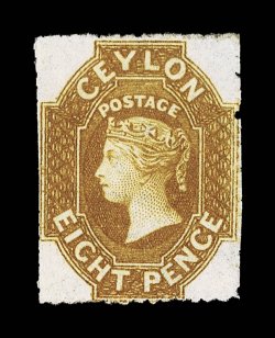 8d. yellow-brown, unused with part original gum, good color, perfs clipped at left, fine. Sc. 30 S.G. 32a, £1500.