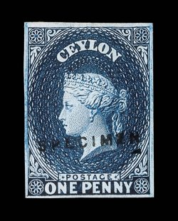 11d. deep blue with watermark reversed, imperforate and handstamped specimen (Samuel Type D5), fine with part gum. rare. B.P.A. Certificate (1975). provenance: Christies Robson
Lowe auction, March 1994