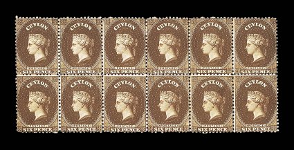 6d. red-brown block of twelve (6x2), fine unused without gum. Sc. 53e S.G. 67b.