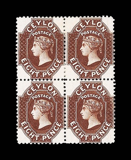 8d. chocolate block of four, unused with large part original gum, the right-hand vertical pair with gum crease, otherwise fine. R.P.S. Certificate (2007). Sc. 54a S.G.
68.