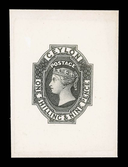 19d. in black on India paper (34x48mm.) affixed to card (36x49mm.), fine. Very rare. provenance: P.C. Pearson, April 1983