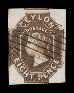 8d. brown, large margins showing portions of adjoining stamps at left and at top and neatly cancelled. A very fine example. R.P.S. Certificate (1971). Sc. 8, S.G. 7,
£1500.