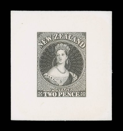 2d., stamp-size in black on India paper, affixed to card (40x43mm.). Extremely rare. Holcombe Certificate (1988). provenance: Christies Robson Lowe, October
1989