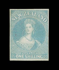 1- blue-green on hard paper, a delicate pale shade, unused with part original gum, good to large margins some horizontal creasing and with offset of the 1d. orange on part of
reverse. An attractive example of this rare stamp. Holcombe Certifica