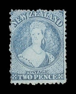 2d. pale blue with slight plate wear surrounding the portrait, fresh unused without gum. Fine and attractive. R.P.S. Certificate (2007). Sc. 17c group S.G. 73, £475.
provenance: DuBois, May 2007