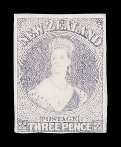 3d. lilac, an outstanding and beautiful looking example of this highly prized and important stamp, unused without gum, clear margins at foot and with large margins on the
other three sides, bright fresh color and of striking visual appearance a
