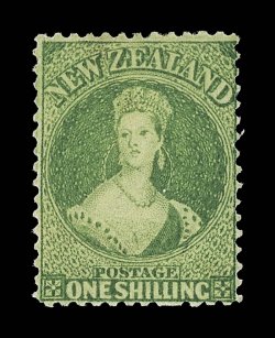 1- green, intensely deep color and quite well-centered for this stamp, unused with part original gum a lovely example of this scarce shade. Holcombe Opinion (1988) and R.P.S.
Certificate (2006). Sc. 37b S.G. 124, £500. provenance: Ant