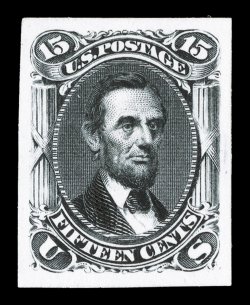 108TC, 15c 1861-66 Design, Atlanta trial color plate proofs on card, complete set of all five colors, each brilliantly fresh and wonderfully well margined, very fine-extremely
fine the American Bank Note Company reprinted plate proofs in five