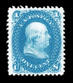 86, 1c Blue, E grill, a most impressive mint example of this very scarce grilled stamp, possessing overall physical characteristics which are largely unheard of on any of the
grilled issues, possessing a magnificent overall mint bloom, retai