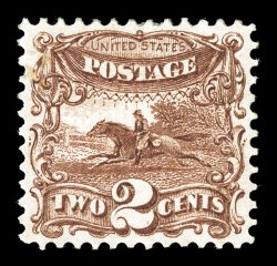 113, 2c Brown, precisely centered, deep luxuriant color and a sharp impression, full o.g., relatively lightly hinged, extremely fine a handsome stamp 2000 PF
certificate.