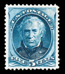 179, 5c Blue, incredibly well centered within uncharacteristically wide margins, deep luxuriant color and a well incised impression on fresh paper, full o.g., extremely fine
actually a very difficult stamp to find in such premium condition, in