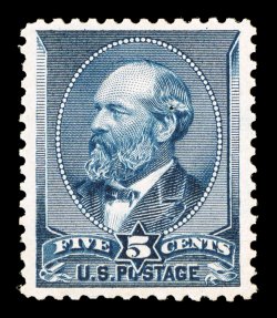 216, 5c Indigo, a superlative mint example in a quality not often seen on this surprisingly difficult stamp, featuring outstanding freshness, with deep luxuriant color and a
crisp impression on bright paper, particularly well centered as well, w