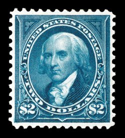 277, $2.00 Bright blue, exceptional color and impression on bright paper, particularly well centered, o.g., relatively lightly hinged, extremely fine for this scarce stamp
1997 PF certificate.